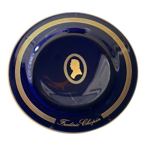 VTG 4 Bing & Grøndahl Copenhagen Porcelain Composer Plates – Cobalt Blue & 22K G - Picture 5 of 10